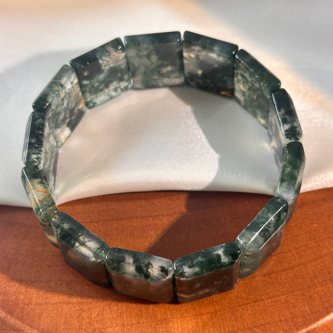 Moss Agate Square Bracelet 20.7-21.3mm