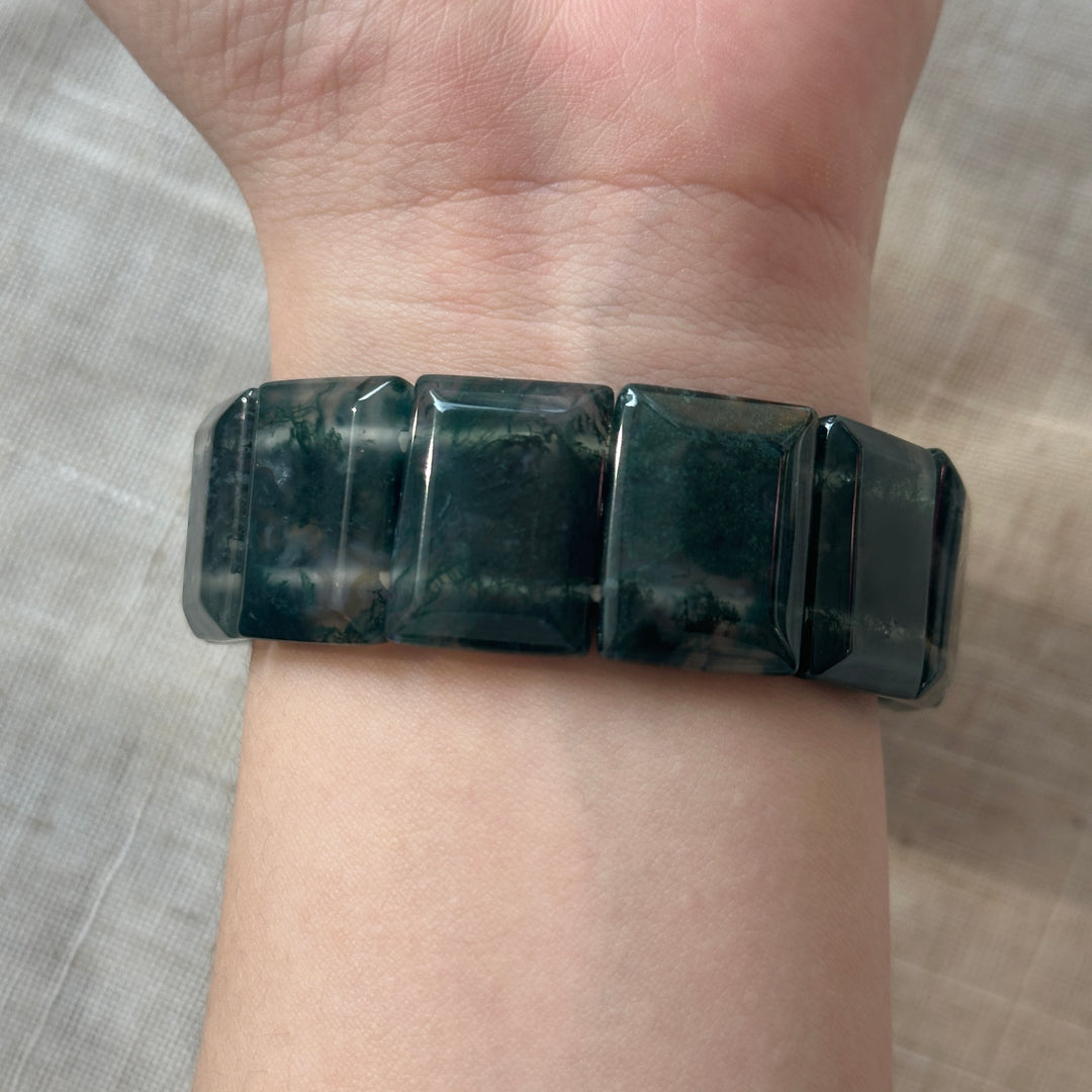 Moss Agate Square Bracelet 20.7-21.3mm