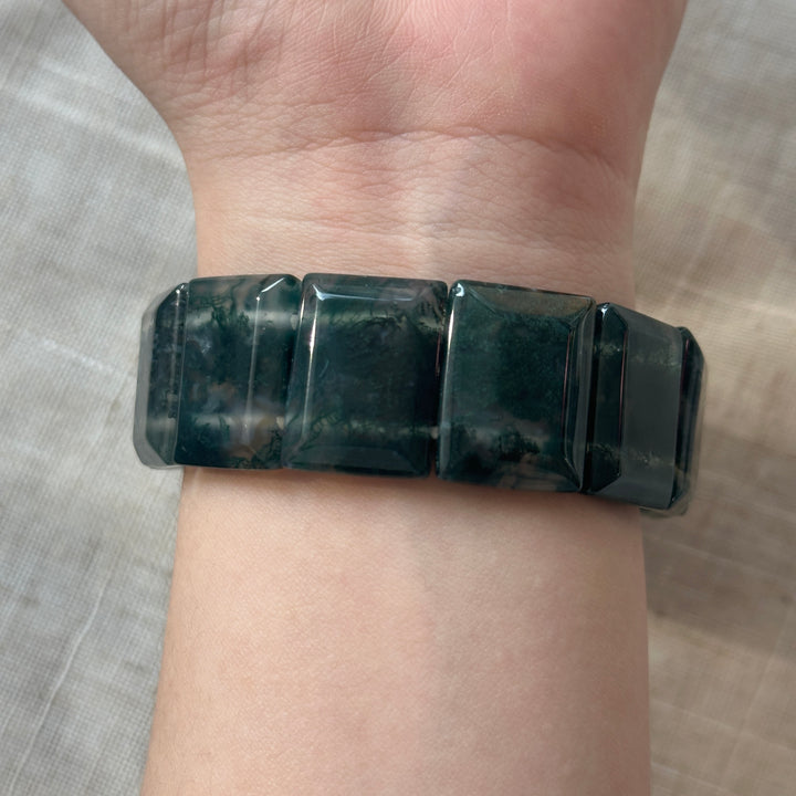 Moss Agate Square Bracelet 20.7-21.3mm