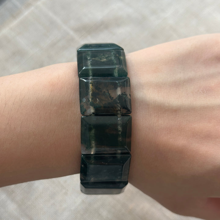 Moss Agate Square Bracelet 20.7-21.3mm