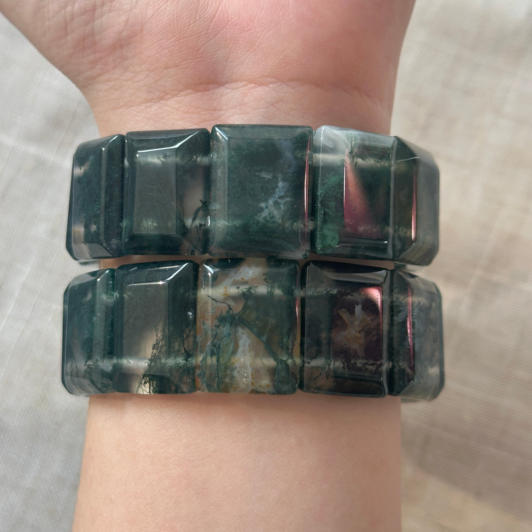 Moss Agate Square Bracelet 20.7-21.3mm