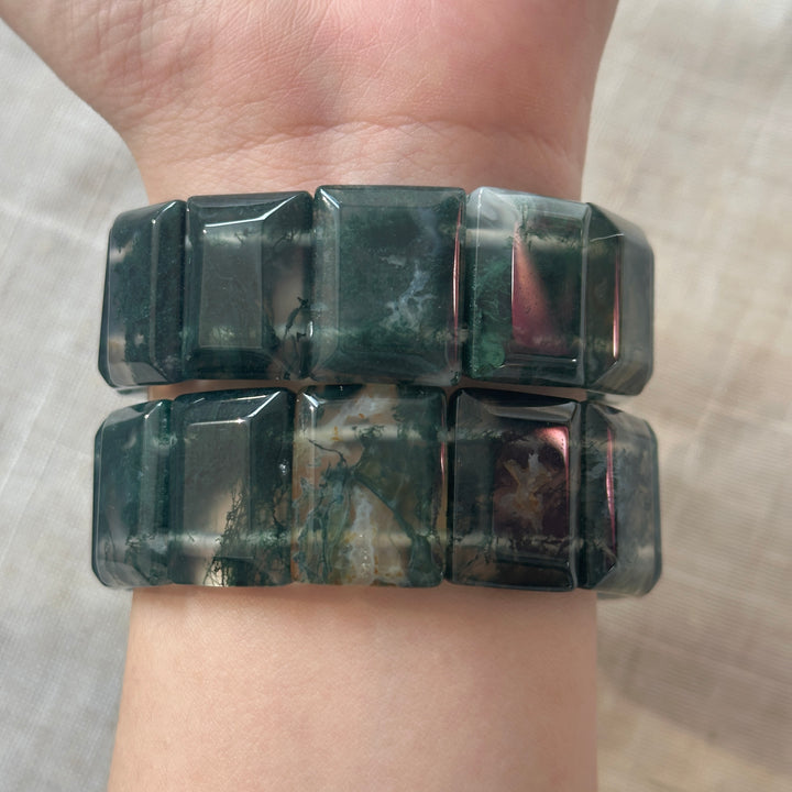 Moss Agate Square Bracelet 20.7-21.3mm