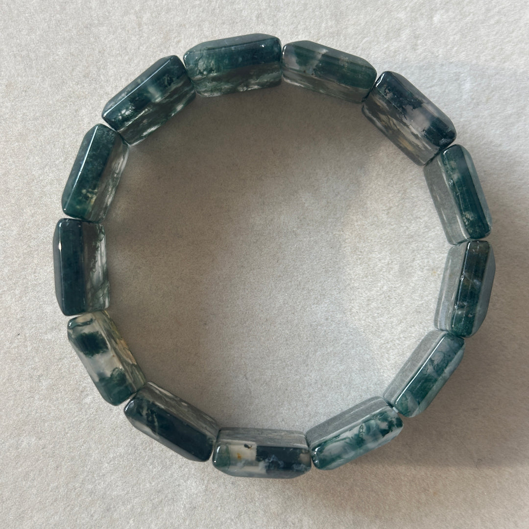 Moss Agate Square Bracelet 20.7-21.3mm