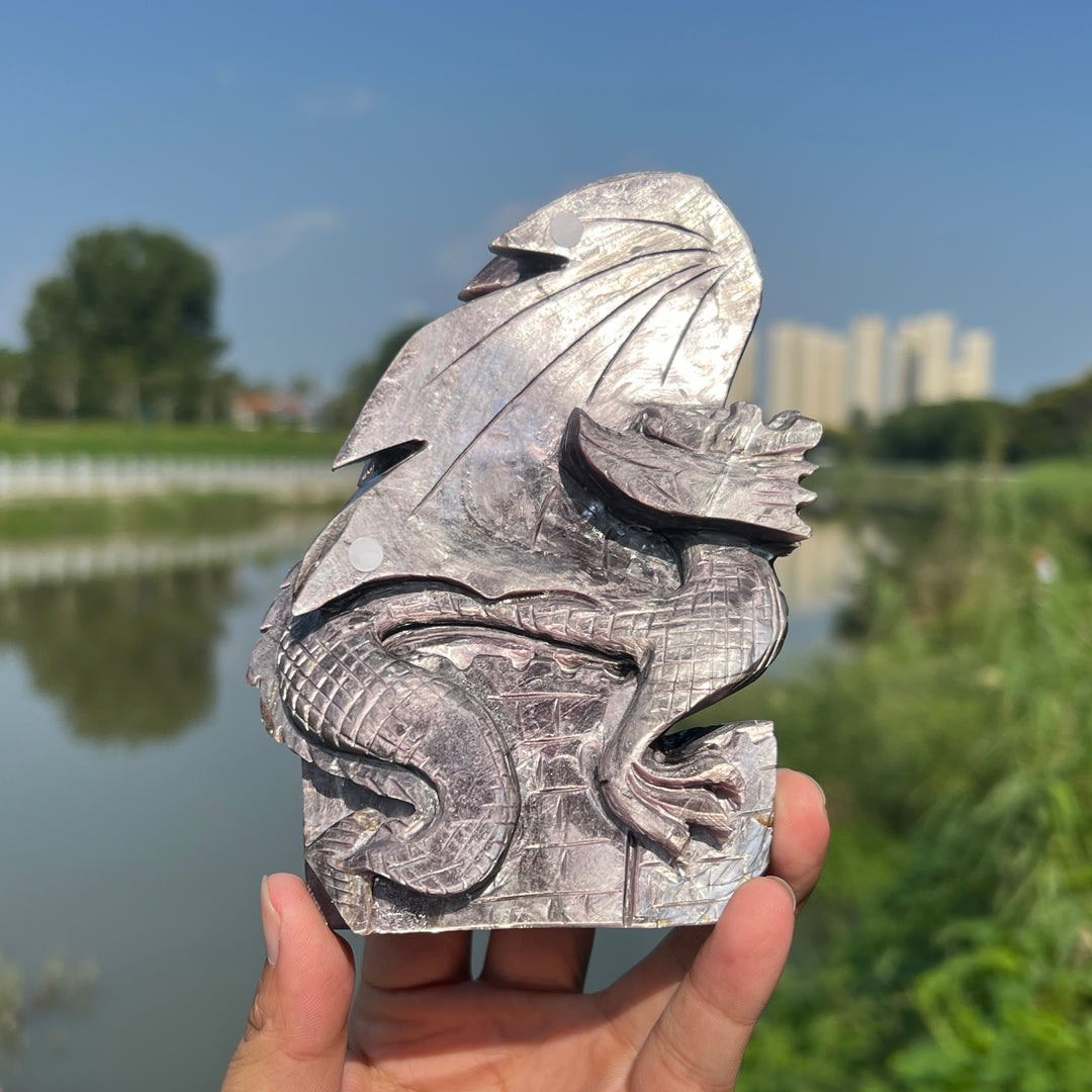 Natural Lepidolite Dragon