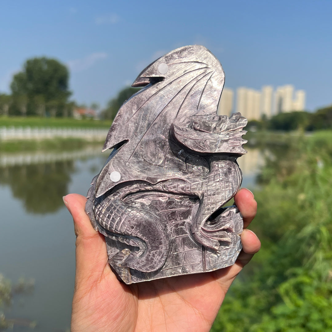 Natural Lepidolite Dragon