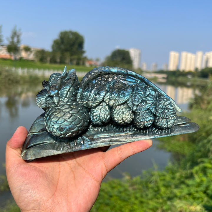 Labradorite Owl Family