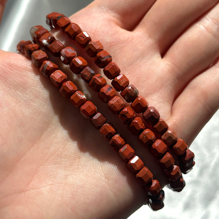 Red Jasper Square Cut Bracelet 4.8-5.6mm
