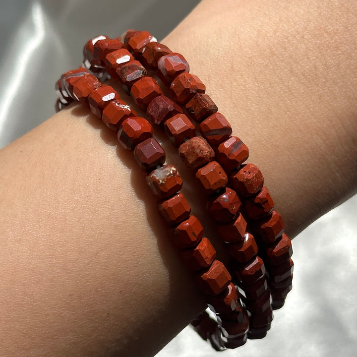 Red Jasper Square Cut Bracelet 4.8-5.6mm