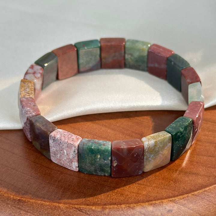 Ocean Jasper Square Bead Bracelet 12.2-12.5mm