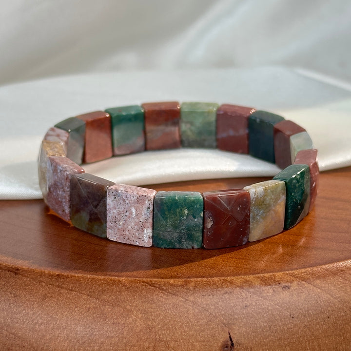Ocean Jasper Square Bead Bracelet 12.2-12.5mm
