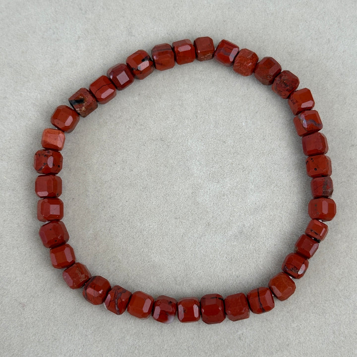 Red Jasper Square Cut Bracelet 4.8-5.6mm