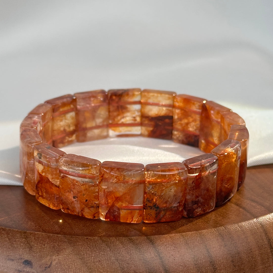 Fire Quartz Square Bead Bracelet 16.3-16.9mm