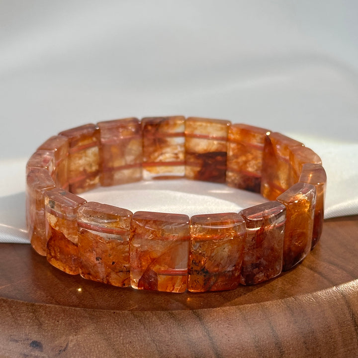 Fire Quartz Square Bead Bracelet 16.3-16.9mm