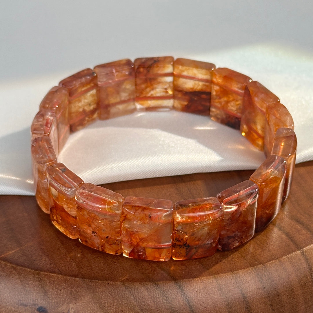 Fire Quartz Square Bead Bracelet 16.3-16.9mm