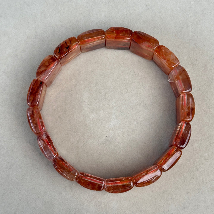 Fire Quartz Square Bead Bracelet 16.3-16.9mm