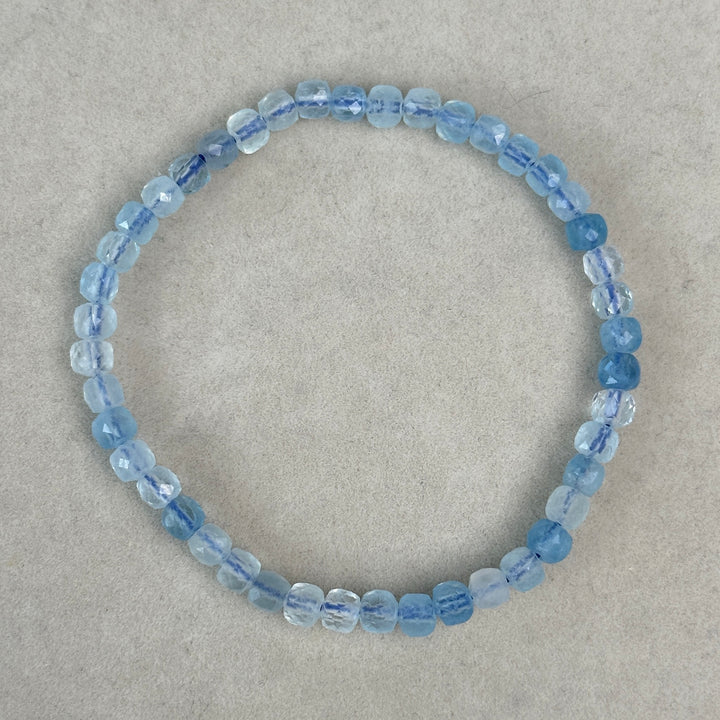 Aquamarine Small Faceted Beads Bracelet 3.8-4.1mm