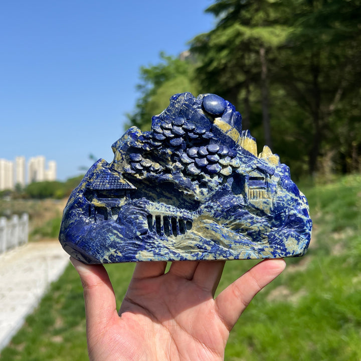 Unique,Natural Lapis Lazuli Landscape Carving
