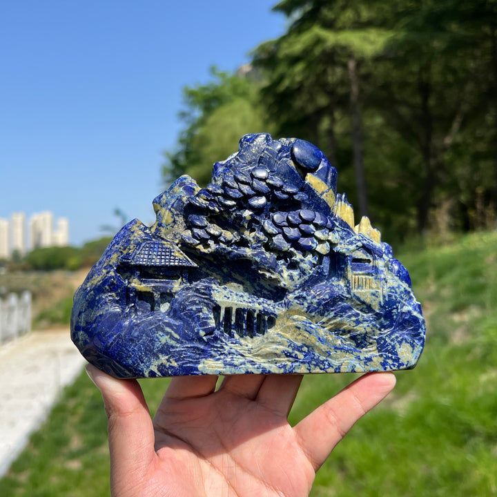 Unique,Natural Lapis Lazuli Landscape Carving