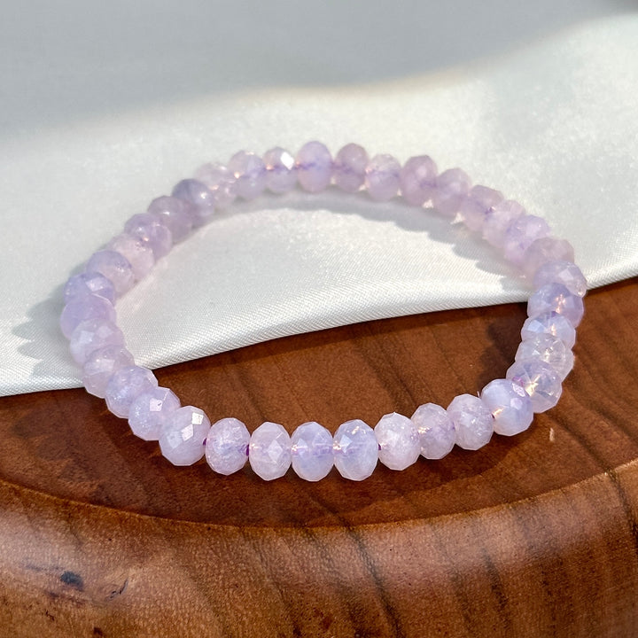 Lavender Amethyst Diamond Cut Bracelet 6.6-7.3mm