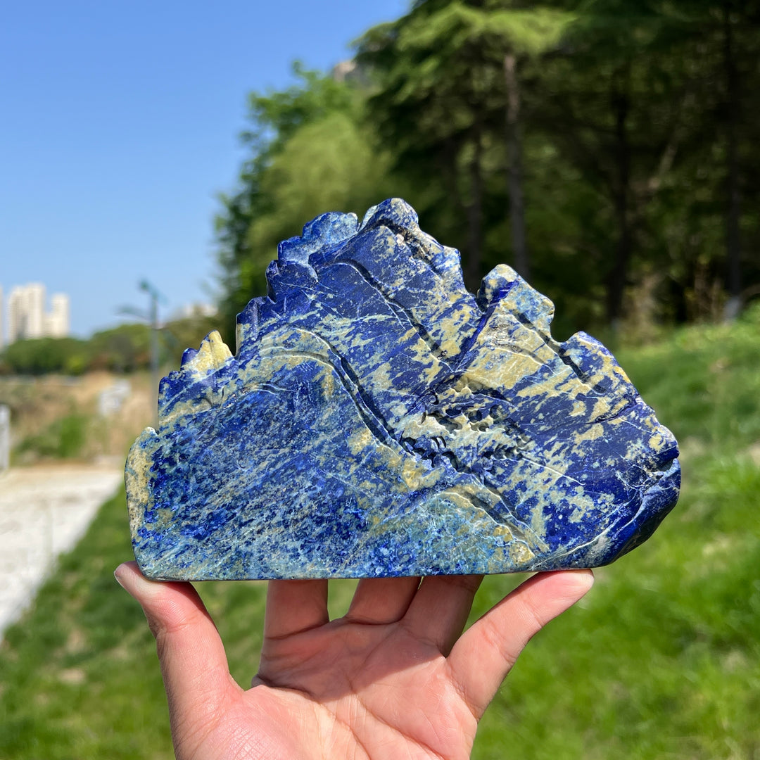 Unique,Natural Lapis Lazuli Landscape Carving