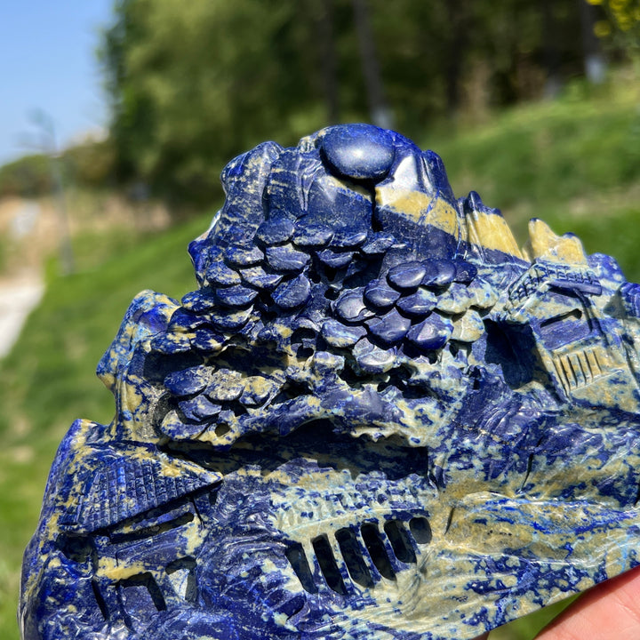 Unique,Natural Lapis Lazuli Landscape Carving