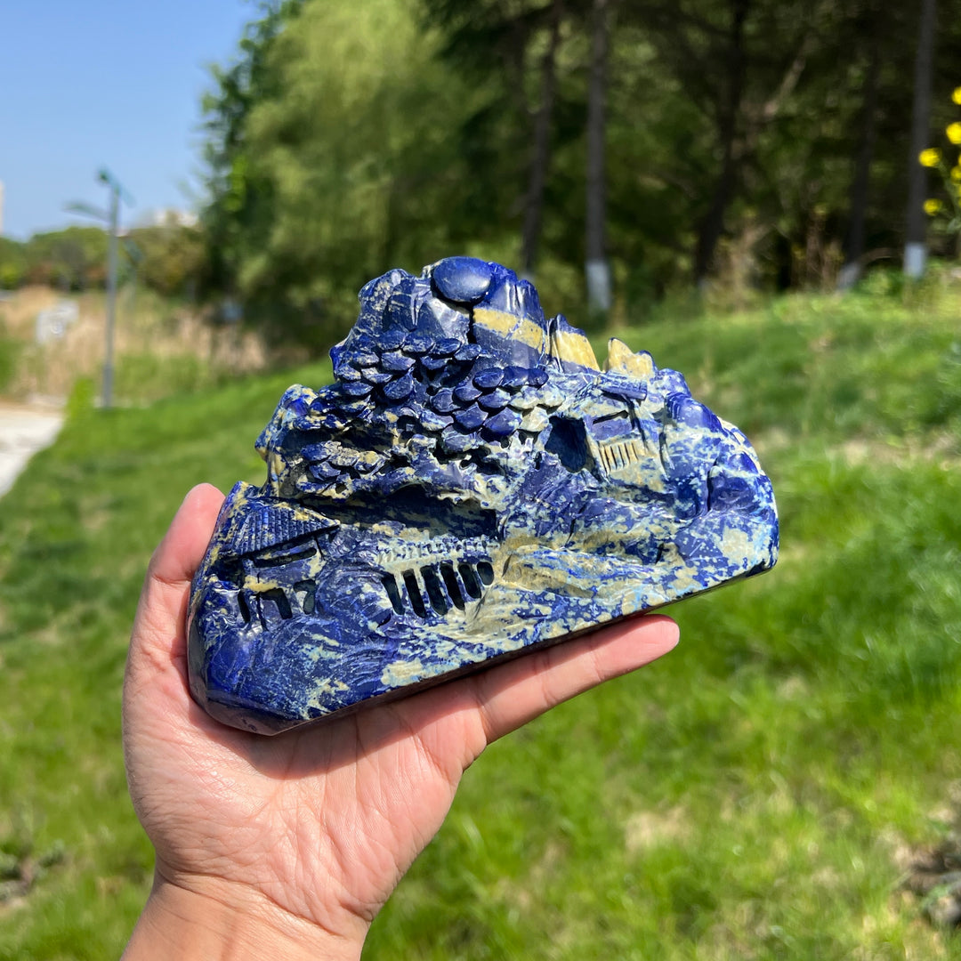Unique,Natural Lapis Lazuli Landscape Carving