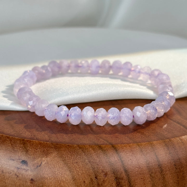 Lavender Amethyst Diamond Cut Bracelet 6.6-7.3mm