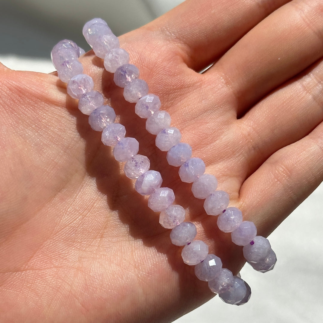 Lavender Amethyst Diamond Cut Bracelet 6.6-7.3mm
