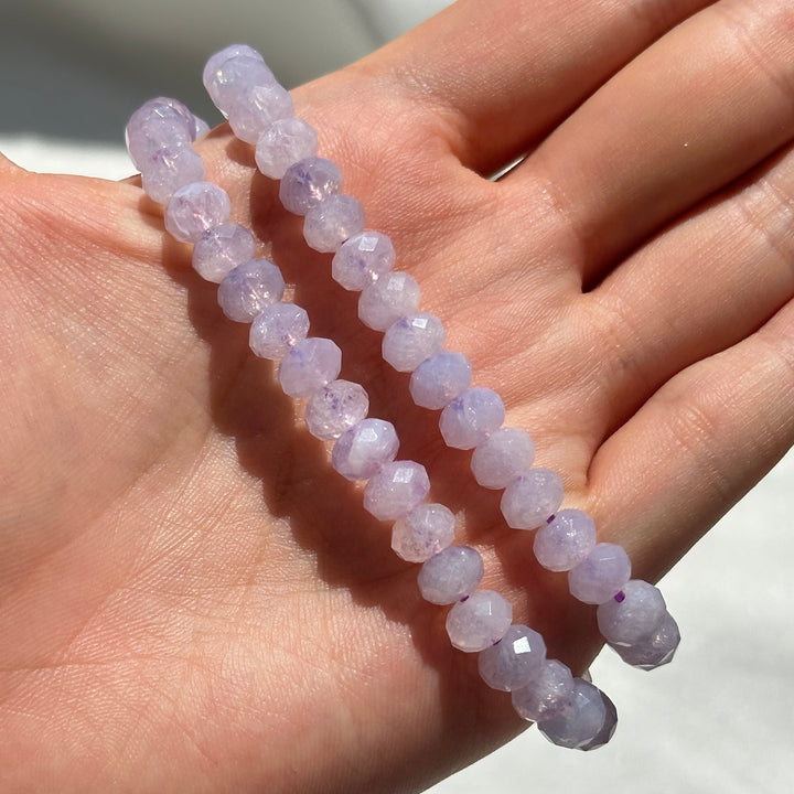 Lavender Amethyst Diamond Cut Bracelet 6.6-7.3mm