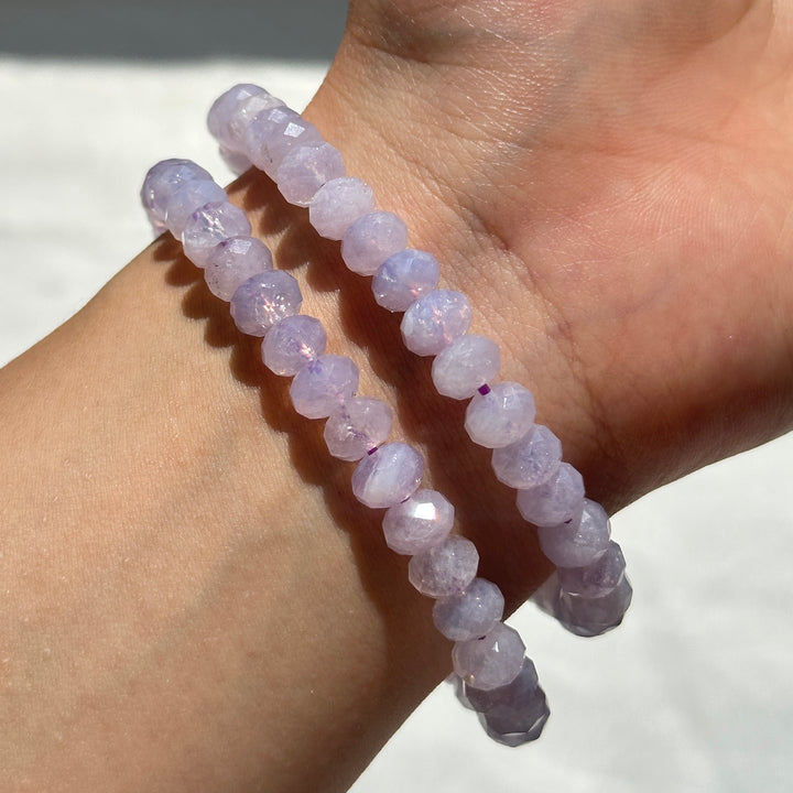 Lavender Amethyst Diamond Cut Bracelet 6.6-7.3mm