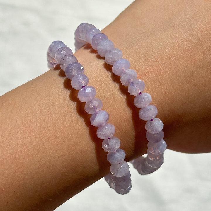Lavender Amethyst Diamond Cut Bracelet 6.6-7.3mm