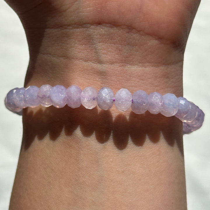 Lavender Amethyst Diamond Cut Bracelet 6.6-7.3mm