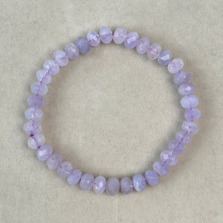 Lavender Amethyst Diamond Cut Bracelet 6.6-7.3mm