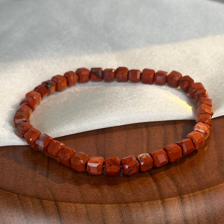 Red Jasper Square Cut Bracelet 4.8-5.6mm