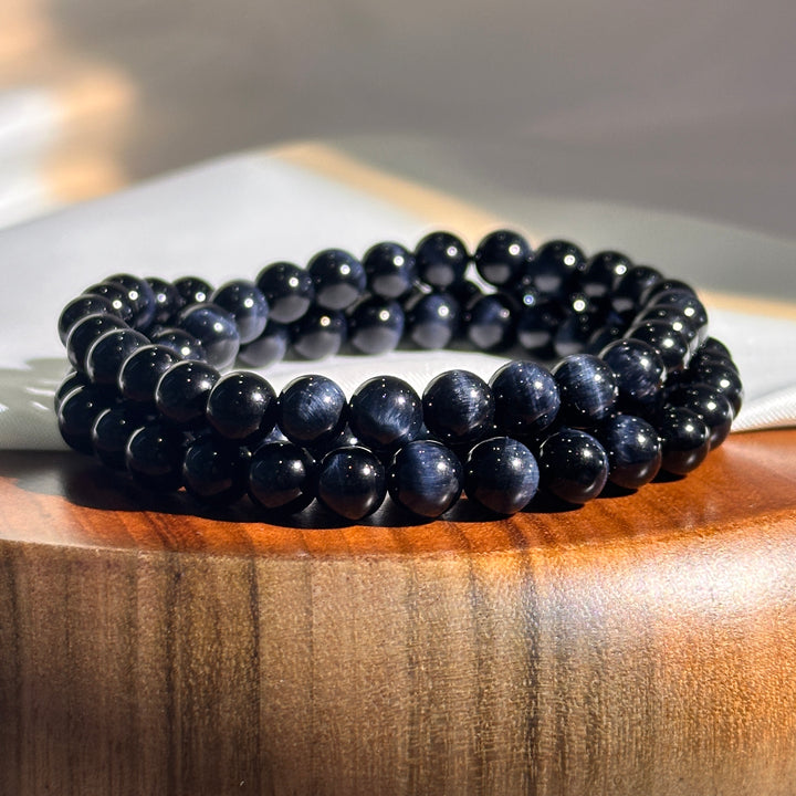 Blue Tiger's Eye Triple Wrap Bracelet 7.0-7.5mm