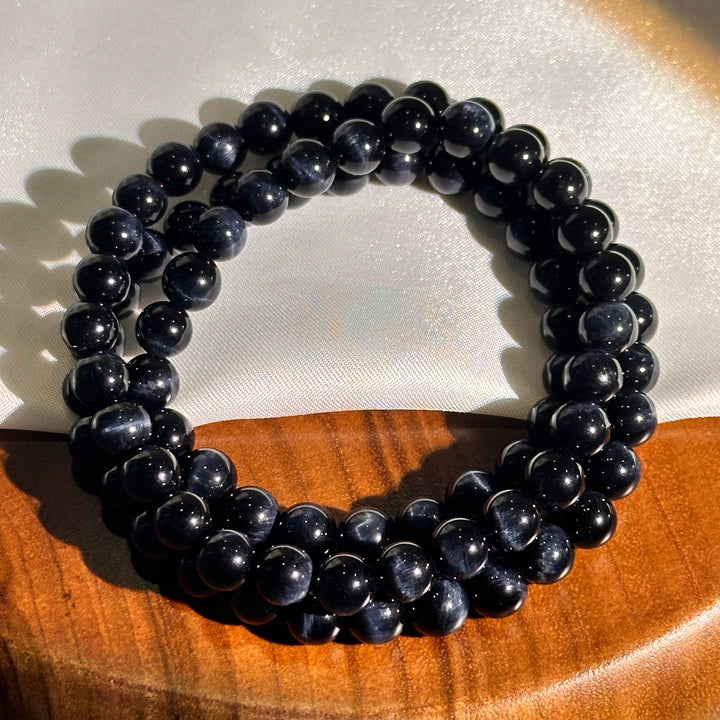 Blue Tiger's Eye Triple Wrap Bracelet 7.0-7.5mm