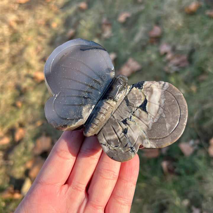 Natural Crystal Carving Volcanic Agate Butterfly