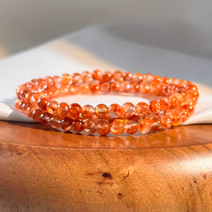 Fire Quartz Triple Wrap Bracelet 4.4-4.7mm