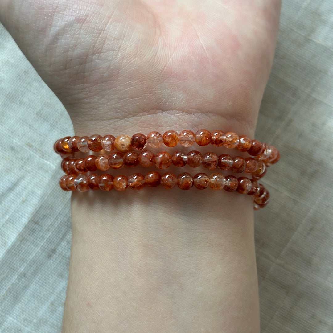 Fire Quartz Triple Wrap Bracelet 4.4-4.7mm