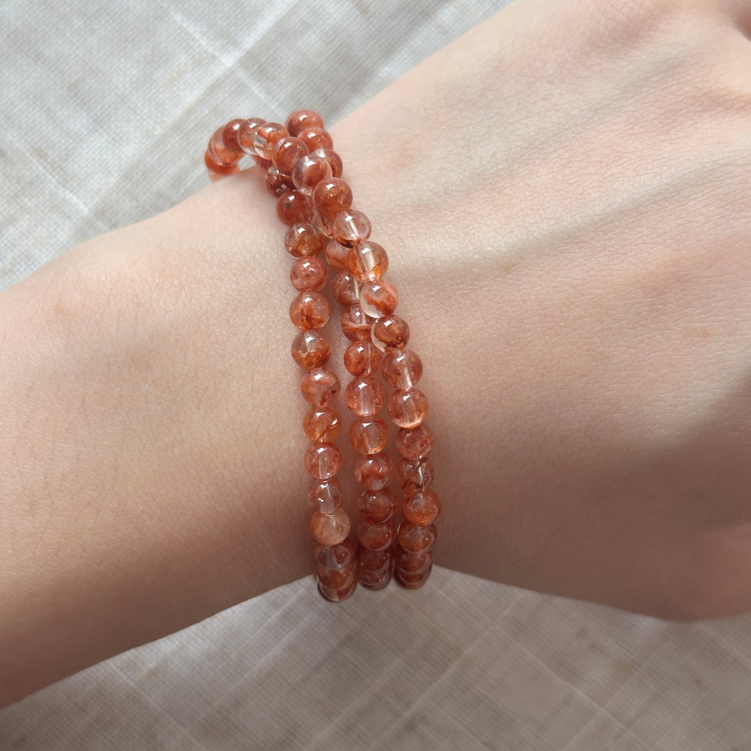 Fire Quartz Triple Wrap Bracelet 4.4-4.7mm