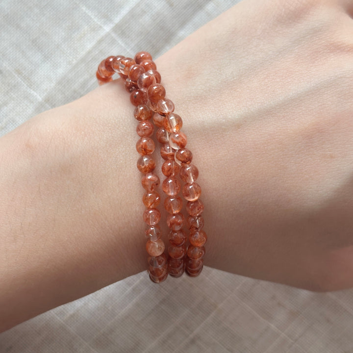 Fire Quartz Triple Wrap Bracelet 4.4-4.7mm