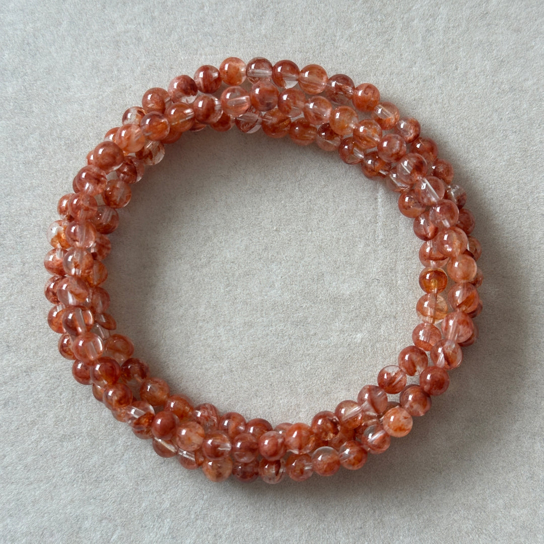 Fire Quartz Triple Wrap Bracelet 4.4-4.7mm