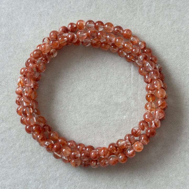 Fire Quartz Triple Wrap Bracelet 4.4-4.7mm