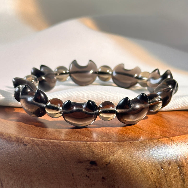 Ice Obsidian Moon Bead Bracelet 15.2-15.5mm