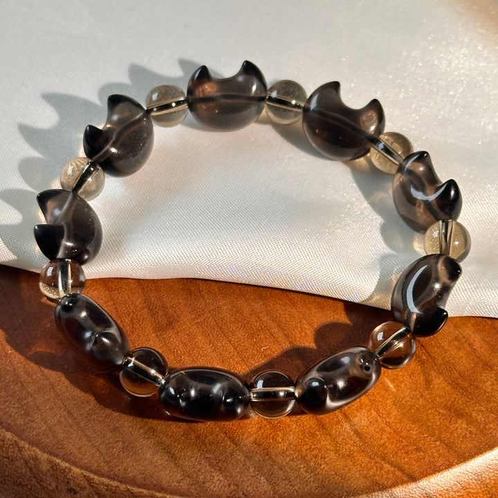 Ice Obsidian Moon Bead Bracelet 15.2-15.5mm