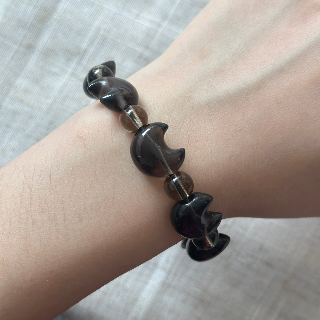 Ice Obsidian Moon Bead Bracelet 15.2-15.5mm