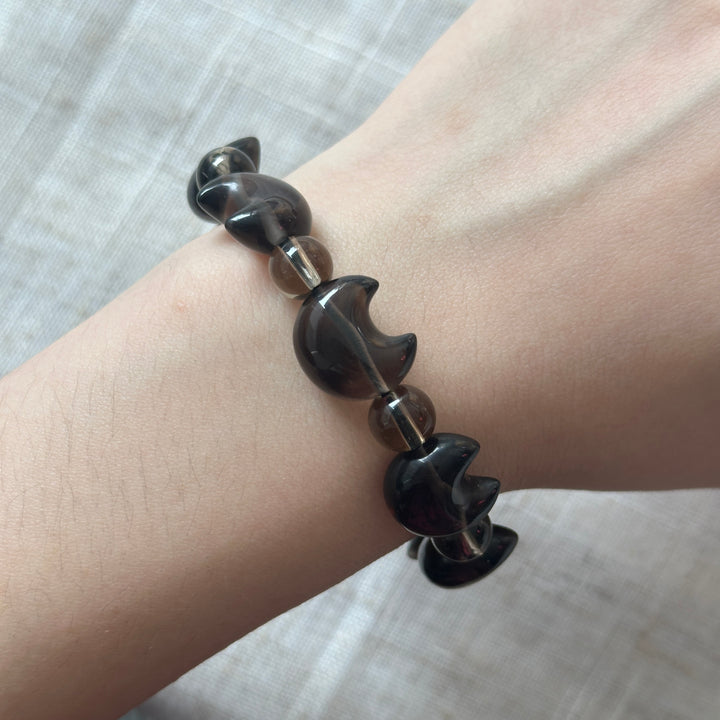 Ice Obsidian Moon Bead Bracelet 15.2-15.5mm