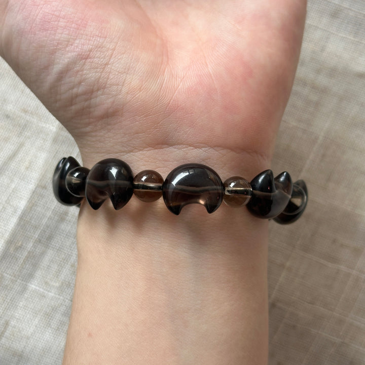 Ice Obsidian Moon Bead Bracelet 15.2-15.5mm