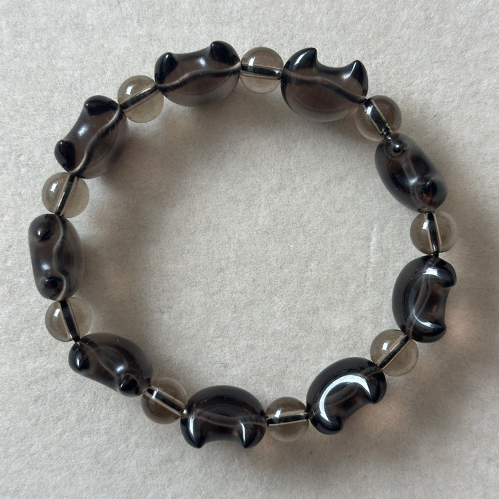 Ice Obsidian Moon Bead Bracelet 15.2-15.5mm