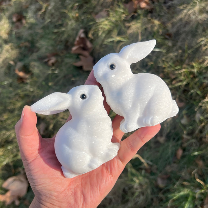 Natural Crystal Carving White Jade Rabbit